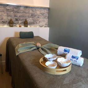 Detalhe do ritual de cuidado do Sea Spa